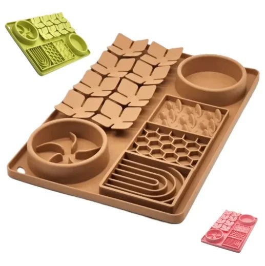 4-in-1 Slow Food Mat for Dogs & Cats – Engaging, Healthy Mealtime Solution