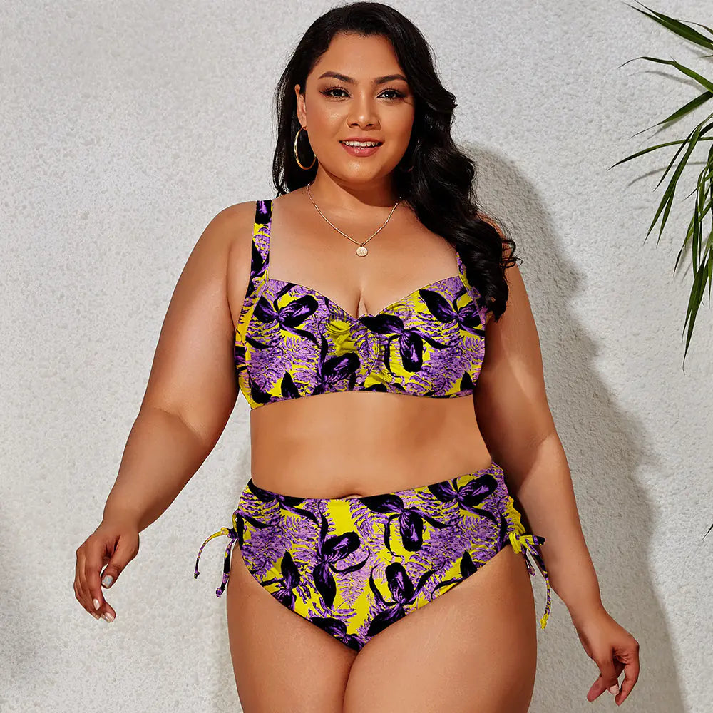 Plus Size Bikini Set in Floral & Animal Prints – Supportive Two-Piece Swimwear for Curvier Bodies (Sizes L–4XL)