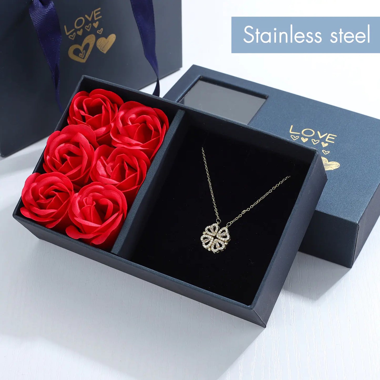 Heart Four Leaf Clover Necklace – Symbol of Love & Luck