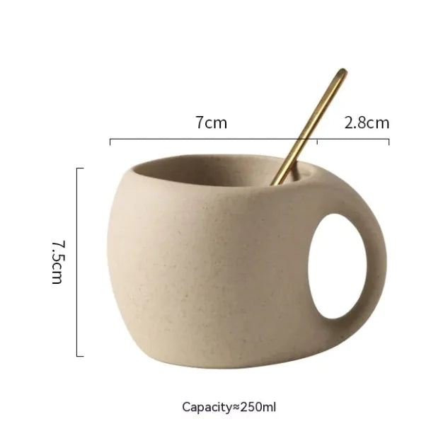 Creative Japanese Retro Coffee Set – Elegant Stone Ceramic Teacup & Saucer Set for Coffee & Tea Lovers