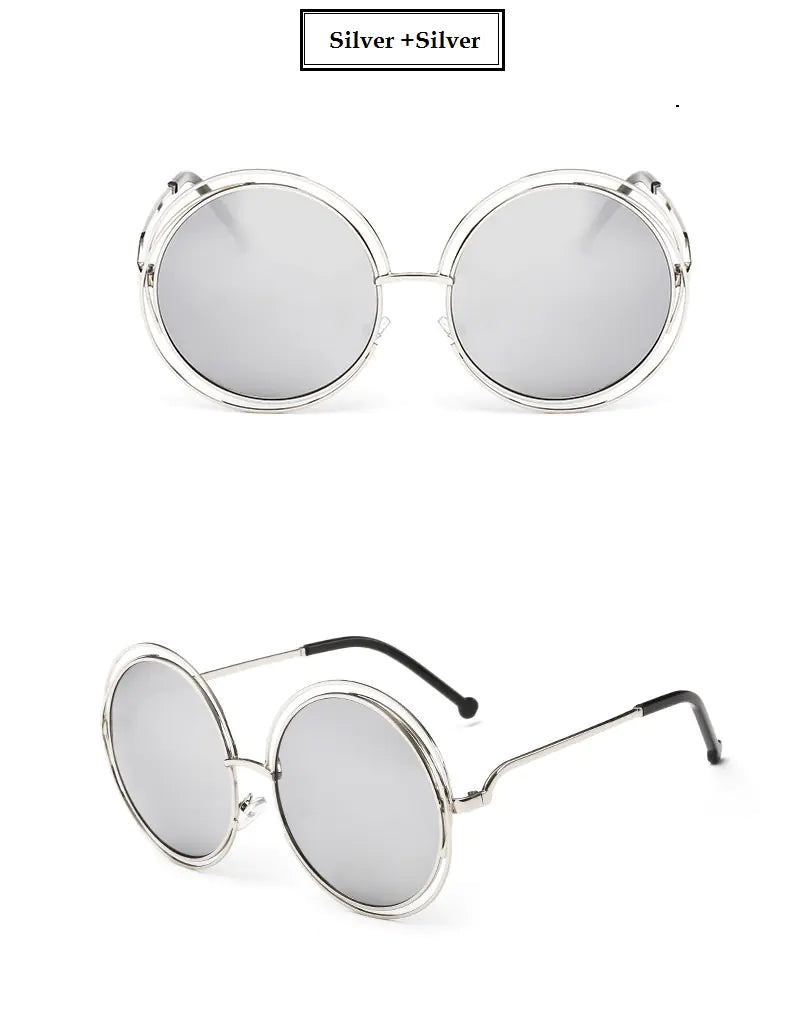 Unisex Double-Circle Metal Frame Sunglasses – Lightweight UV400 Shades with 99% VLT (7 Color Options)