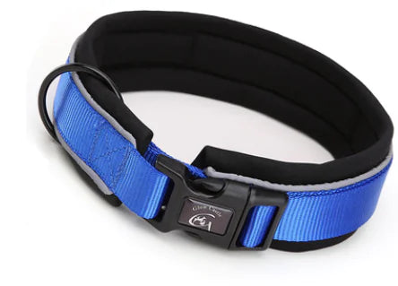 Reflective Diving Dog Collar – Durable Nylon Collar with Soft Lining and Night Safety Strips (Sizes S–XL)