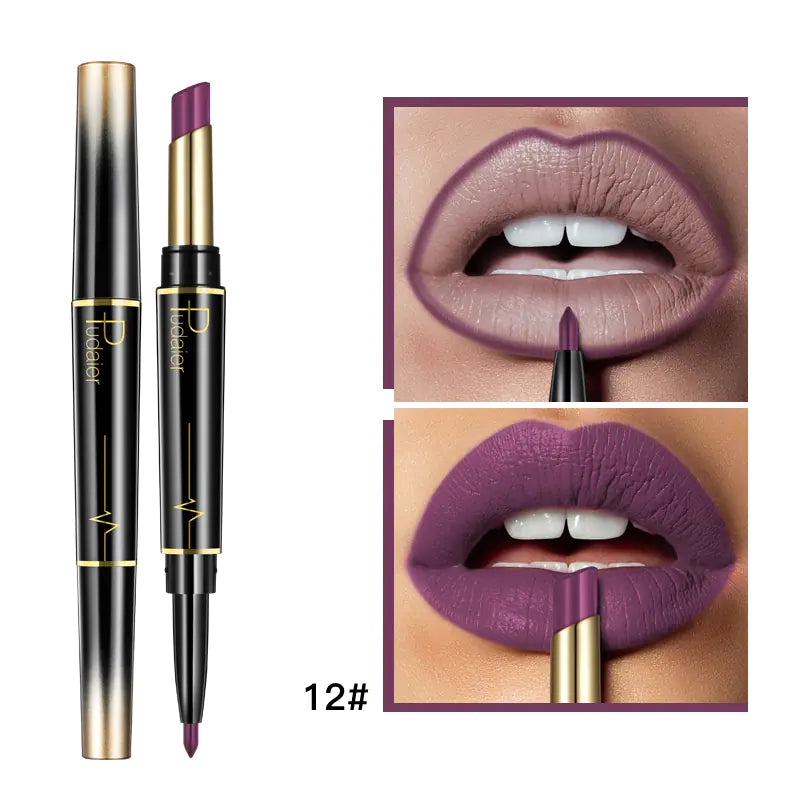 Double Lipstick Lip Liner – 2-in-1 Matte Lipstick and Rotating Liner