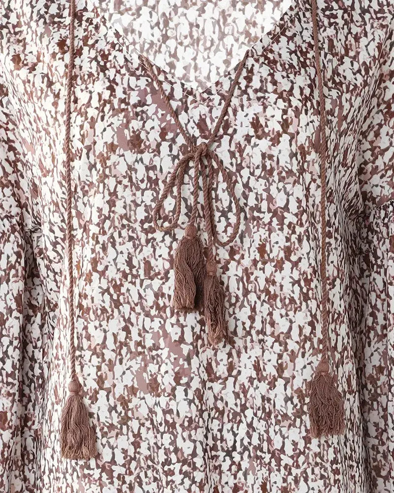 Welcome Spring in Style with Our Long V-Neck Floral Sleeve Top