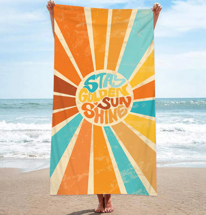 Double-sided Smiling Face Love Ice Cream Printing Beach Towel – Cotton Versatile Towel for Beach, Yoga & Decor