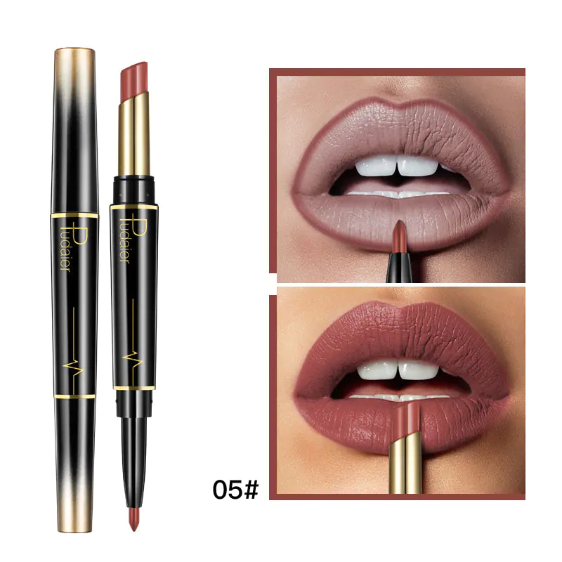 Double Lipstick Lip Liner – 2-in-1 Matte Lipstick and Rotating Liner