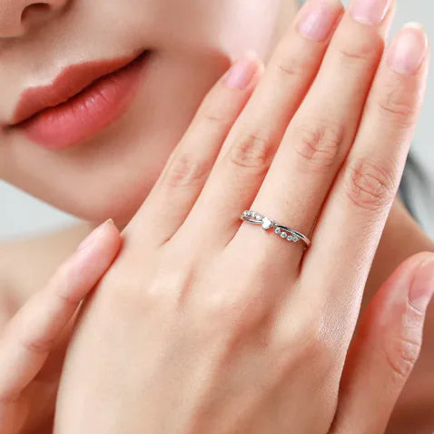 S925 Sterling Silver Heart Cross Ring with Sparkling Diamonds