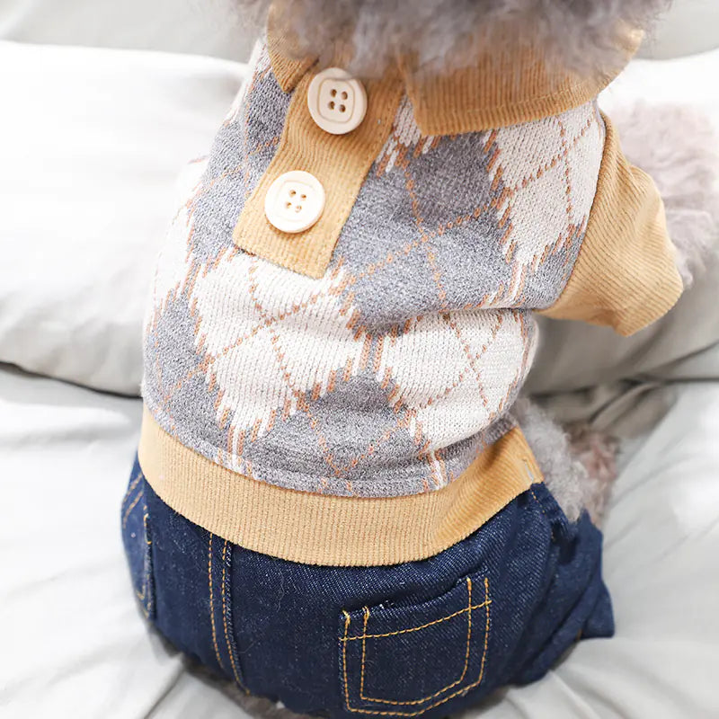 Four Legged Winter Clothes for Dogs – Cozy, Stylish & Warm Apparel (Beige Grey & Navy Grey)