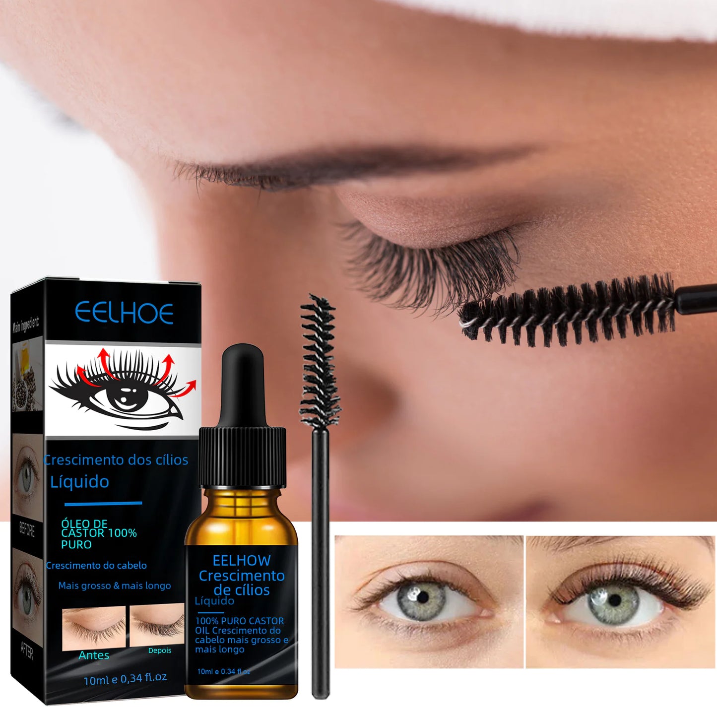 Eyelash Growth Liquid – 100% Pure Castor Oil for Thicker, Longer Lashes (10ml)