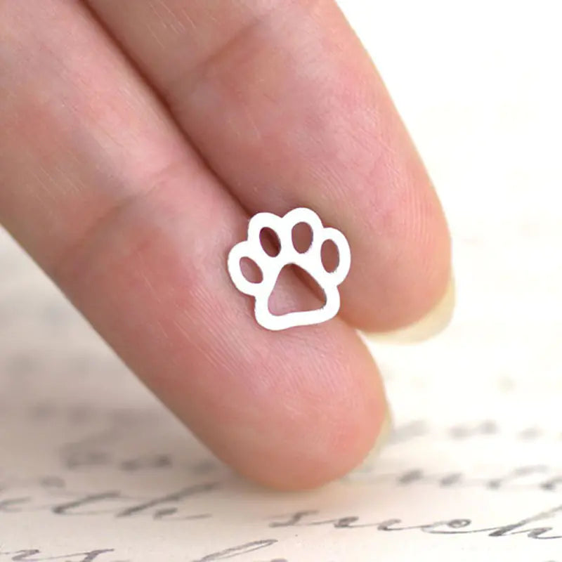 Paw Geometric Stud Earrings – Playful Charm Meets Modern Edge