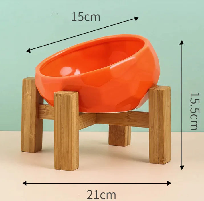 Ergonomic Tilted Ceramic Pet Bowl – Anti-Spill, Non-Slip Feeding Dish