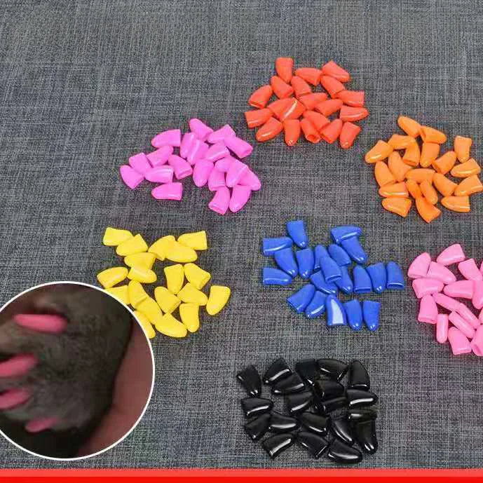 Pet Nail Covers for Dogs and Cats – Scratch Protection (Anti-Biting & Furniture Saver, 20pcs, Multi-Color, Multiple Sizes)