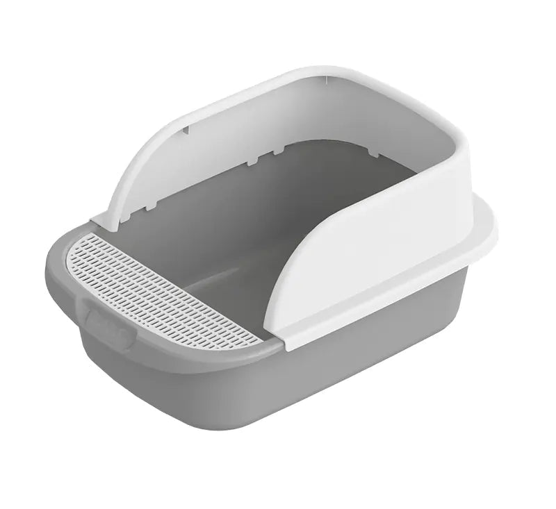 Large Cat Litter Box with Half Enclosure and Splash Guard