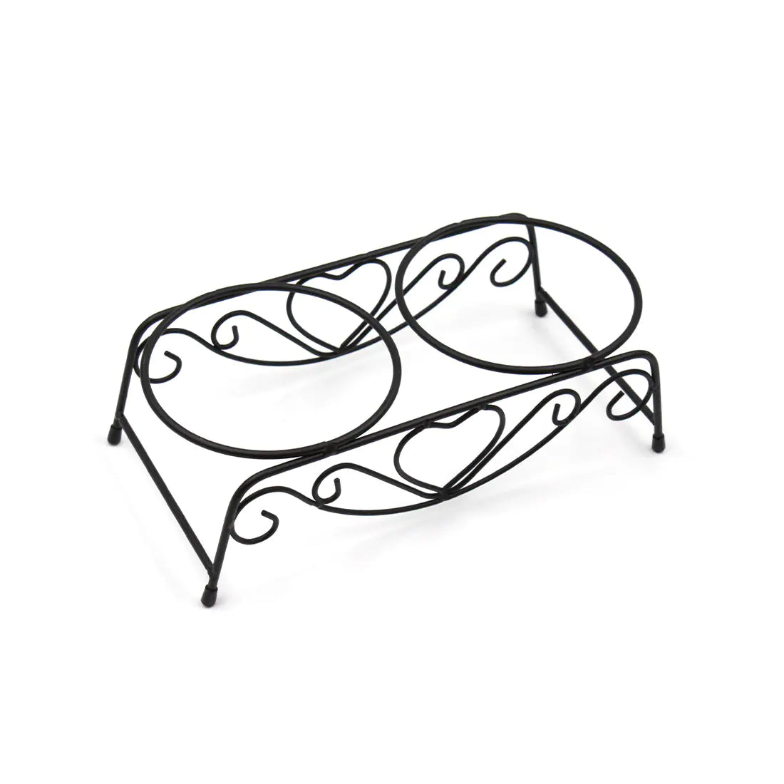 High-End Dual-Use Elevated Stainless Steel Pet Bowl with Black Iron Stand
