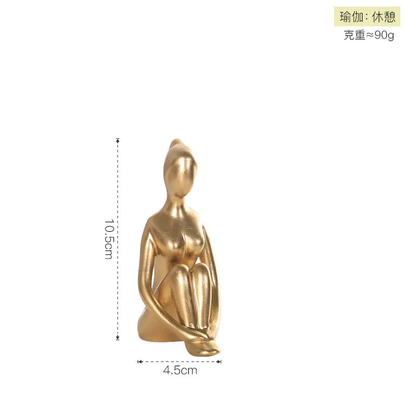 Nordic Minimalist Yoga Girl Figurine – Resin Modern Home Decor Sculpture