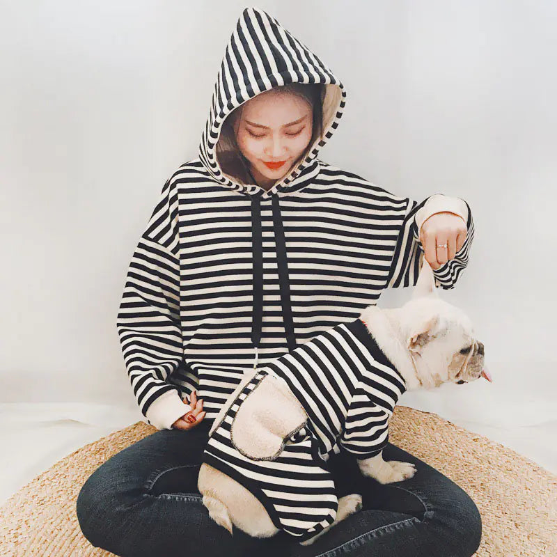 Striped Padded Sweater for Pet and Owner – Four-Legged Cozy Twinning Style (S–3XL Pet Sizes + One Size Adult Fit)