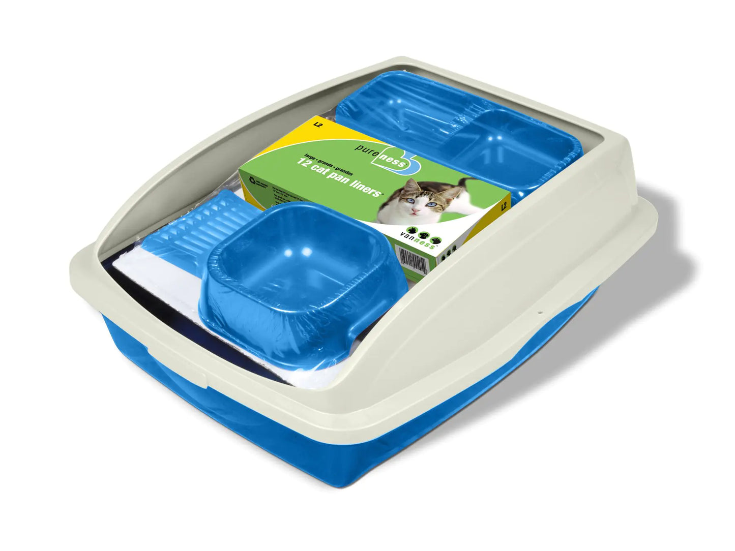 Van Ness Kitten & Cat Starter Kit – 5-Piece Set with High Side Litter Box, Scoop, Liners, Water Bowl & Double Feeder