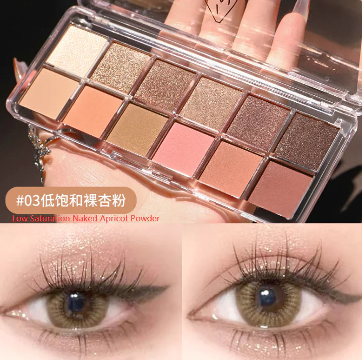 Eye Shadow Palette – 12 Richly Pigmented Shades in Matte, Shimmer & Pearlescent Finishes