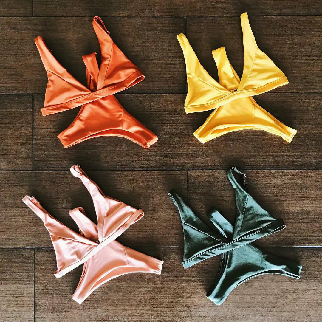 Summer Bikini Collection – Stylish Two-Piece Swimsuits in Vibrant Colors (Sizes S–L)