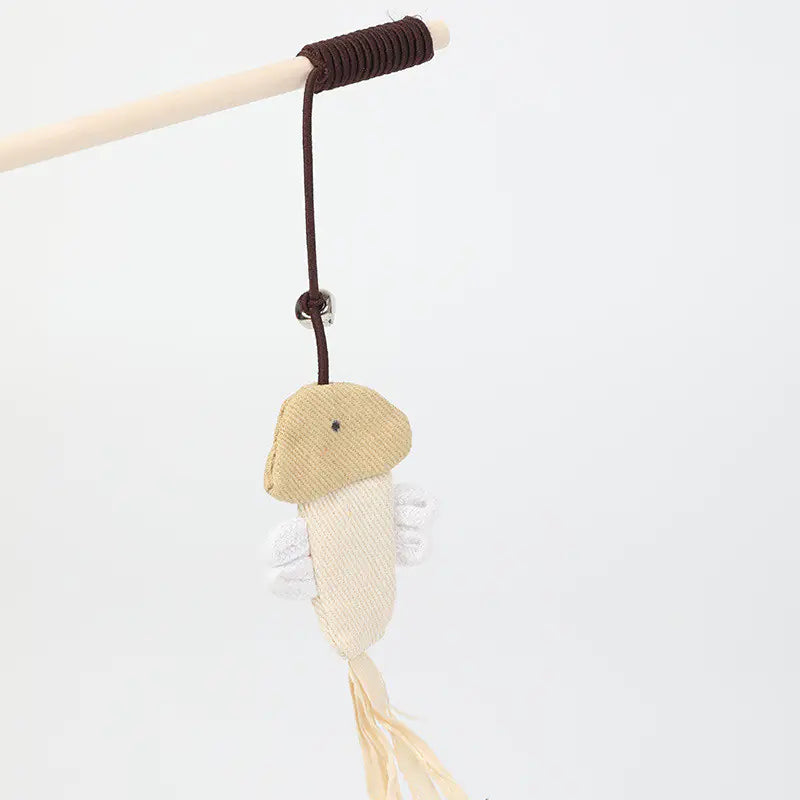 Interactive Cat Teaser Toy – Hemp Rope Wand with Wooden Handle for Active Play and Exercise