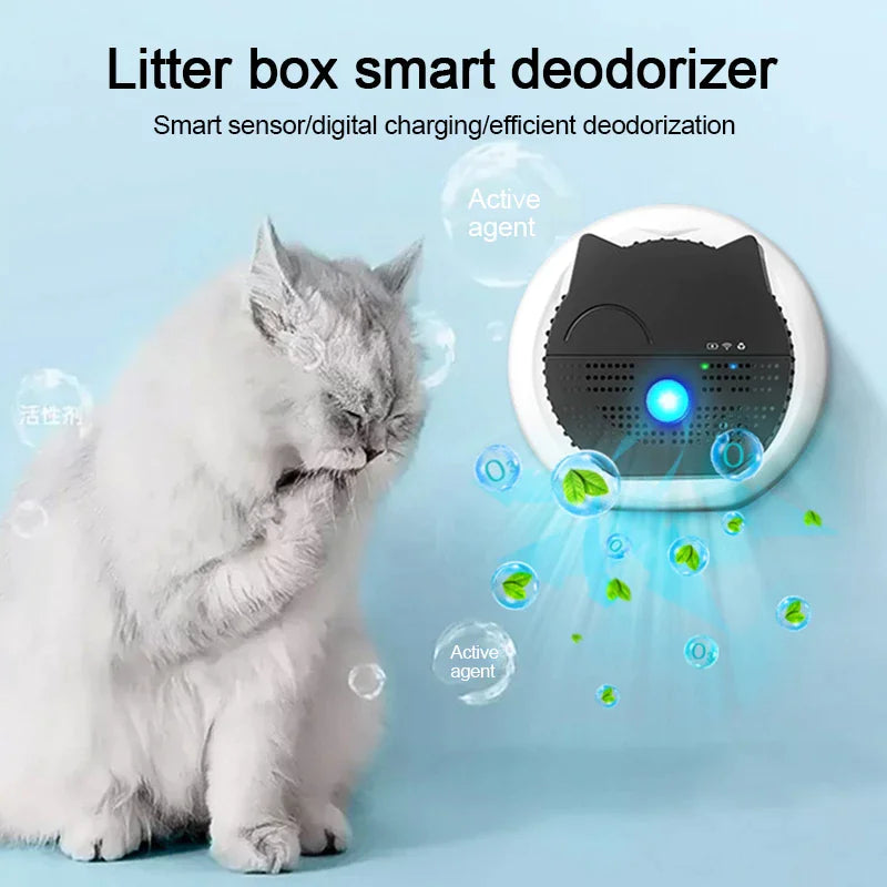 Pet Litter Box Deodorizer – USB Rechargeable with Ozone & Ion Technology