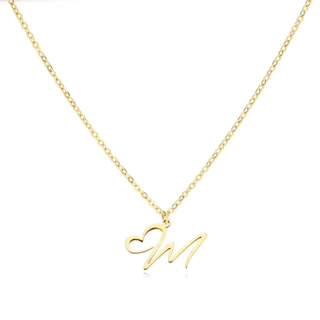 Heart Initial Letter Necklace