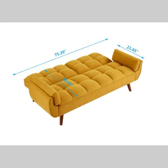 Yellow Fabric Sofa for Home Use – Linen Upholstery, Contemporary Design