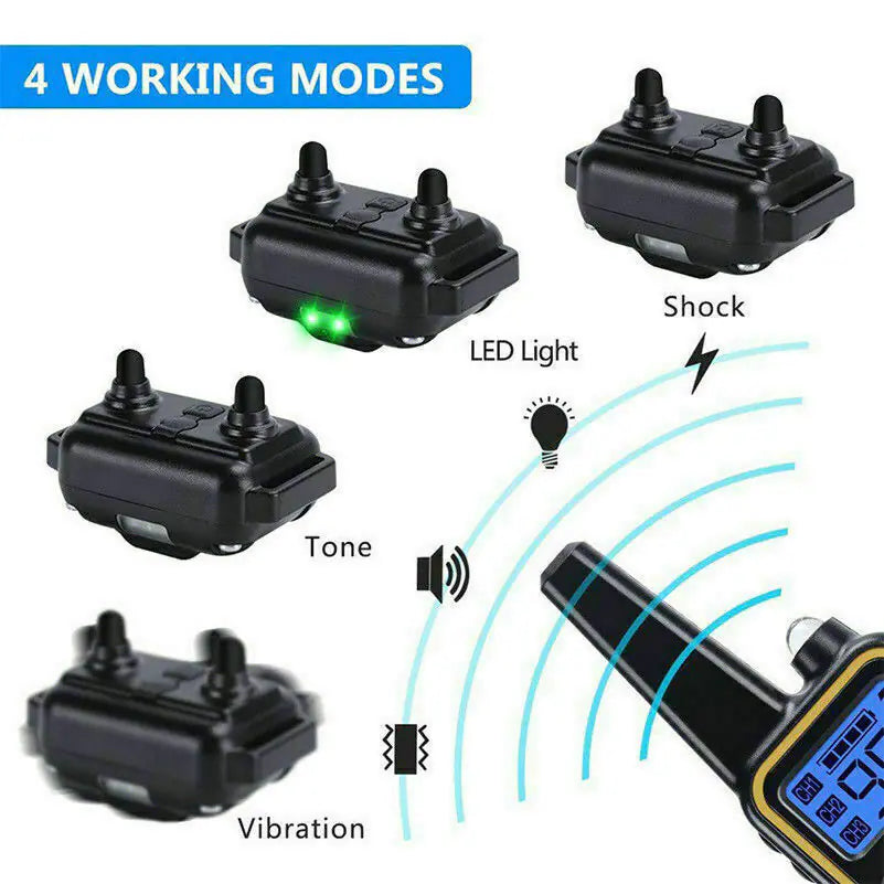 2725 FT Remote Dog Shock Training Collar – Waterproof, Rechargeable with 4 Training Modes (1-3 Dog Kits)
