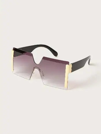 Lux Rimless Square Frame Sunglasses – Boho Style with Purple Tint