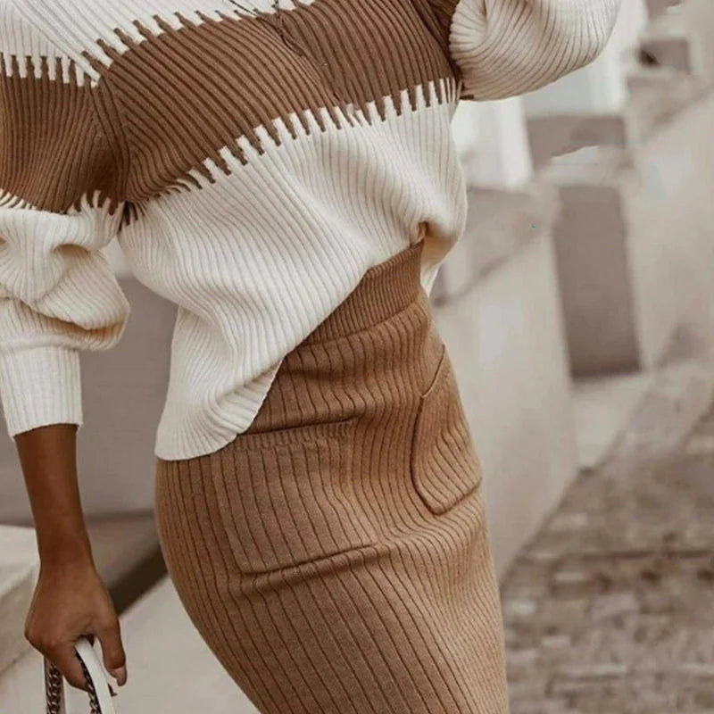 Women’s Knitted Sweater Set – Soft Knit, Relaxed Fit, and Versatile Everyday Style (One Size)