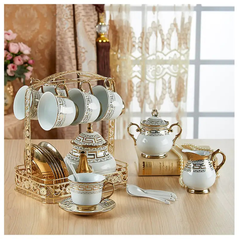 Luxury Bone China Coffee Cup & Saucer Set – 12 Elegant Glazed Designs (Gift-Ready, European Style, Durable Porcelain)