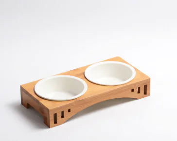 Elegant Solid Wood Pet Dining Table with Bowl Stand