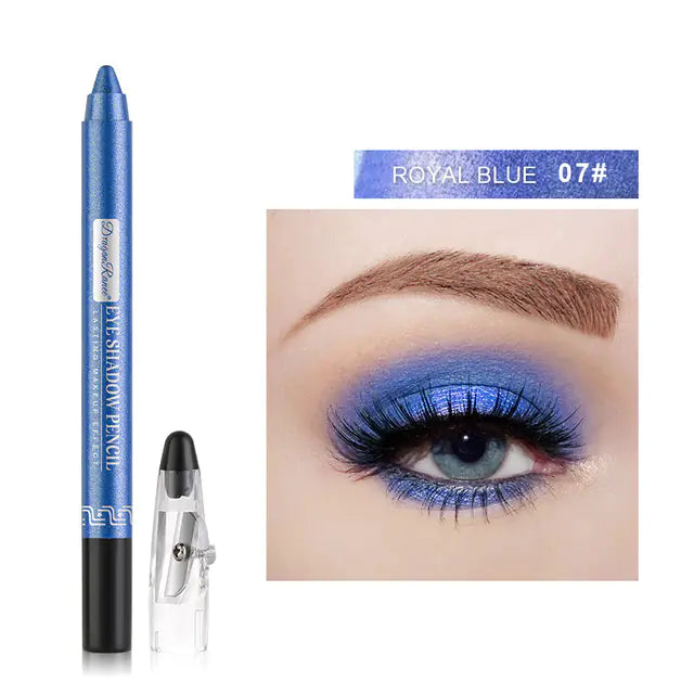 Waterproof Pearlescent Silkworm Eyeshadow Pen – 12 Shades of Long-Lasting Shine with Built-in Sharpener