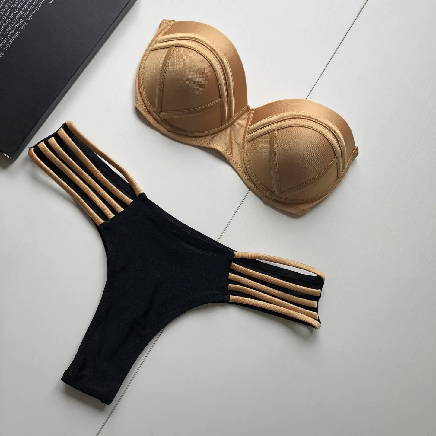 Broken Flower One-Piece Swimsuit – Bold Gold or Classic Black Elegance (Sizes S–L)