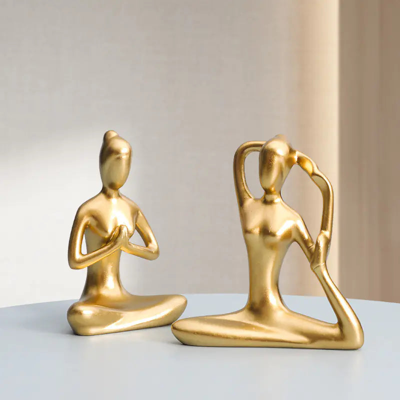Nordic Minimalist Yoga Girl Figurine – Resin Modern Home Decor Sculpture
