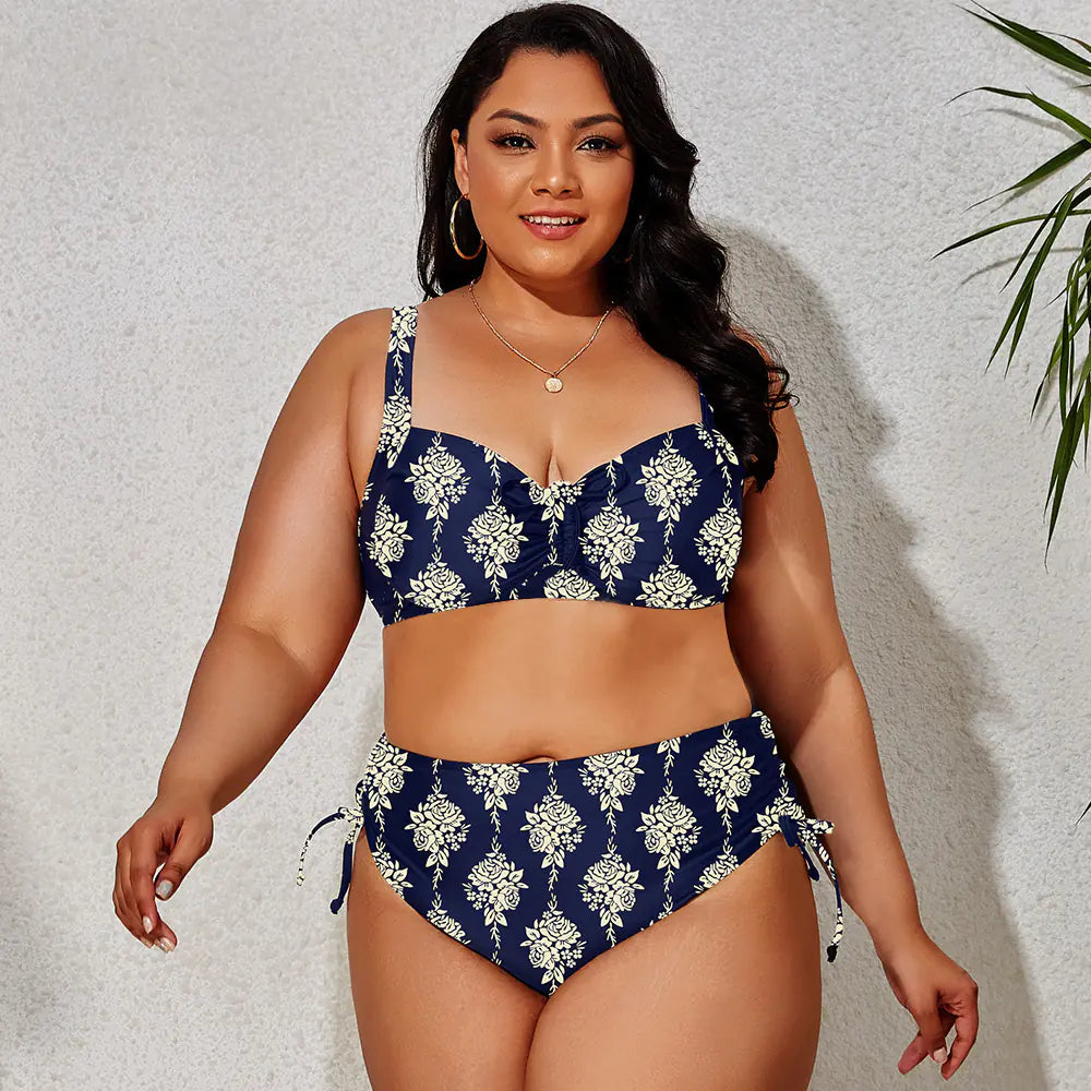 Plus Size Bikini Set in Floral & Animal Prints – Supportive Two-Piece Swimwear for Curvier Bodies (Sizes L–4XL)