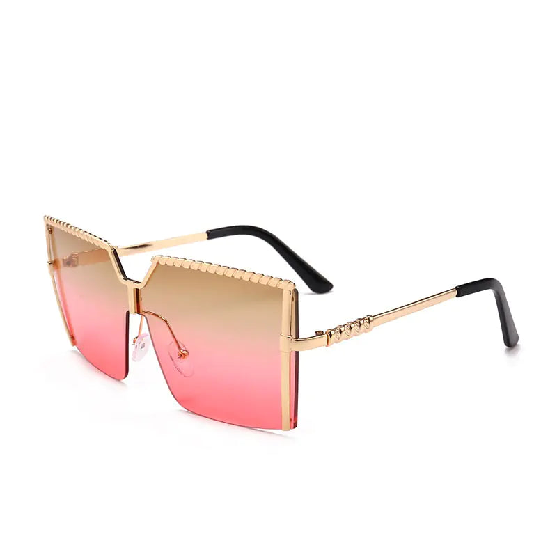 Frameless Gradient Square Sunglasses – Oversized PC+Metal UV400 Fashion Shades (Multiple Color Options)