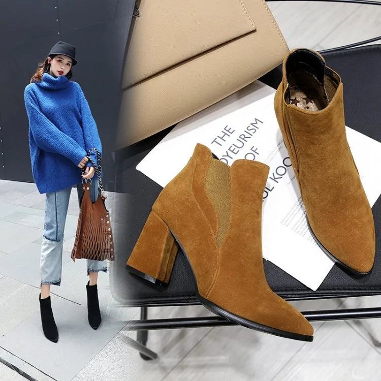 Chic and Versatile Korean Faux Suede Ankle Boots