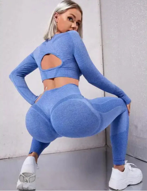 Yoga Two-Piece Suit – Long Sleeve Pullover & Leggings Activewear for Women