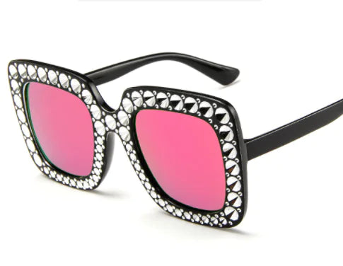 Square Rhinestone Sunglasses – Oversized Glamour with Dazzling Crystal Frames (7 Color Options)