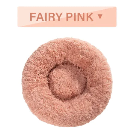 Fluffy Donut Pet Bed – Plush, Calming Comfort for Dogs and Cats