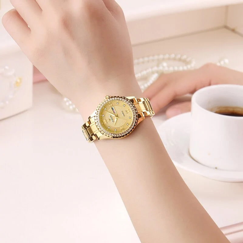 WWOOR Diamond Women’s Fashion Gold Quartz Watch