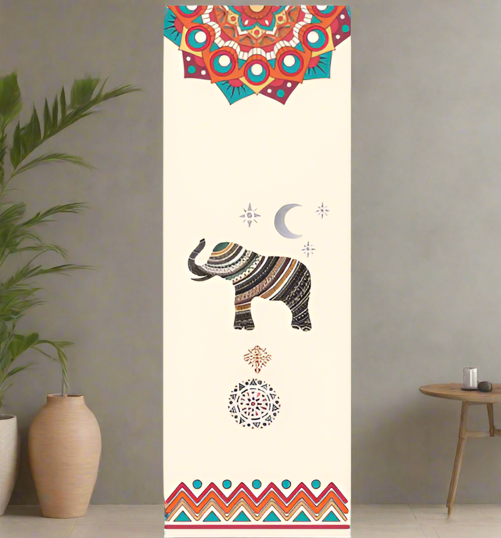 Elephant Print Yoga Mat – Ideal for Yoga, Pilates, Dance, Fitness & More