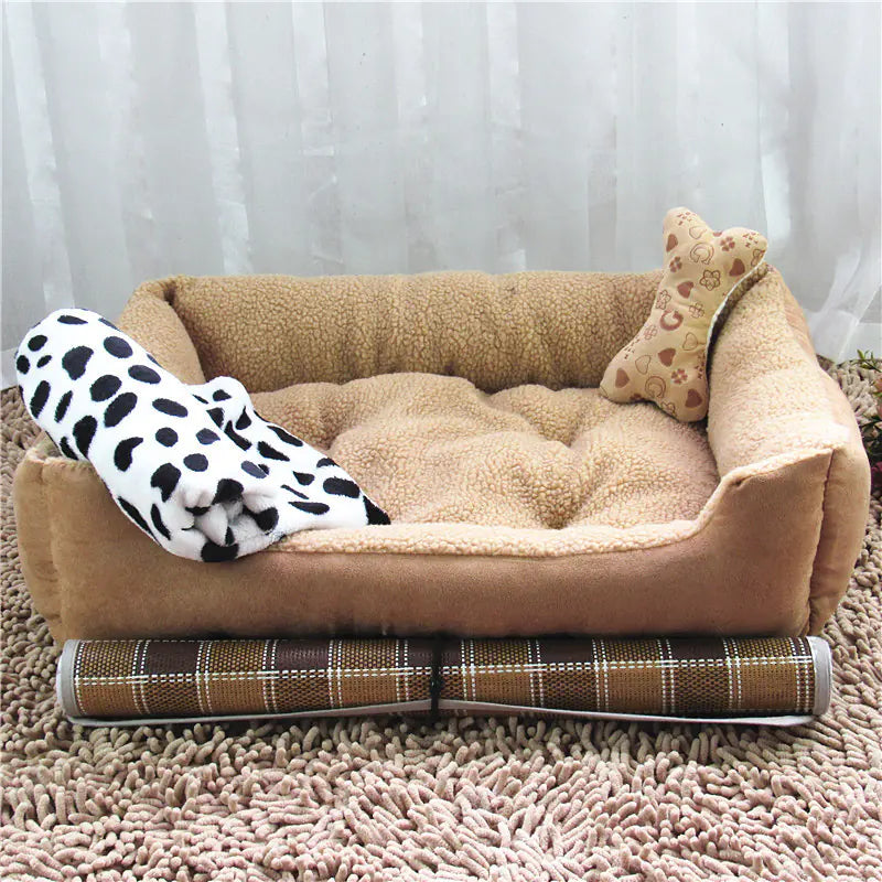 Teddy Golden Retriever Bed – Soft Plush Pet Nest in Cashmere Colors