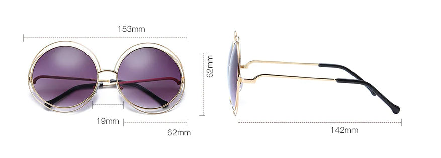 Unisex Double-Circle Metal Frame Sunglasses – Lightweight UV400 Shades with 99% VLT (7 Color Options)