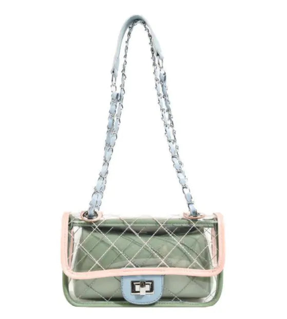 Diamond Quilted PVC Crossbody Shoulder Bag – Trendy Green Statement with Everyday Function