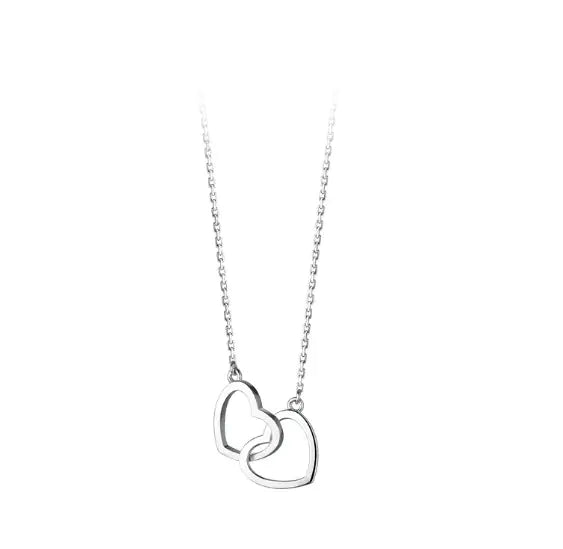 Double Heart Interlocking Titanium Steel Necklace