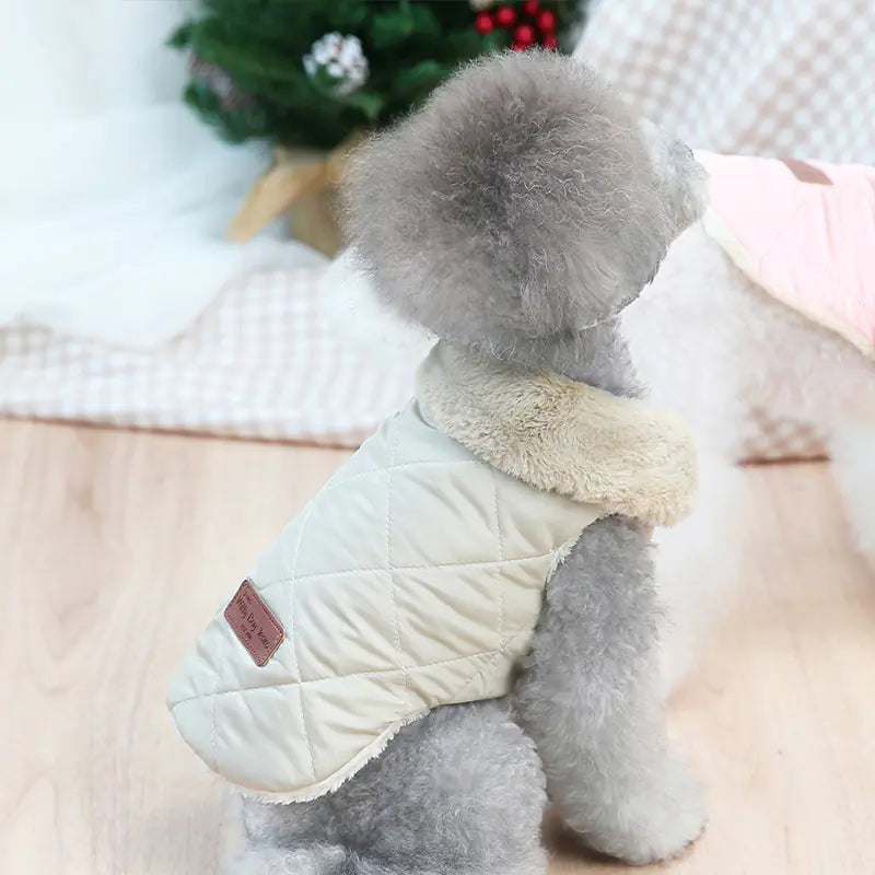 Dog Clothes for Pomeranians – Quilted Embroidered Nylon & Cotton Outfits with Plush Lining (S to XXL Sizes)