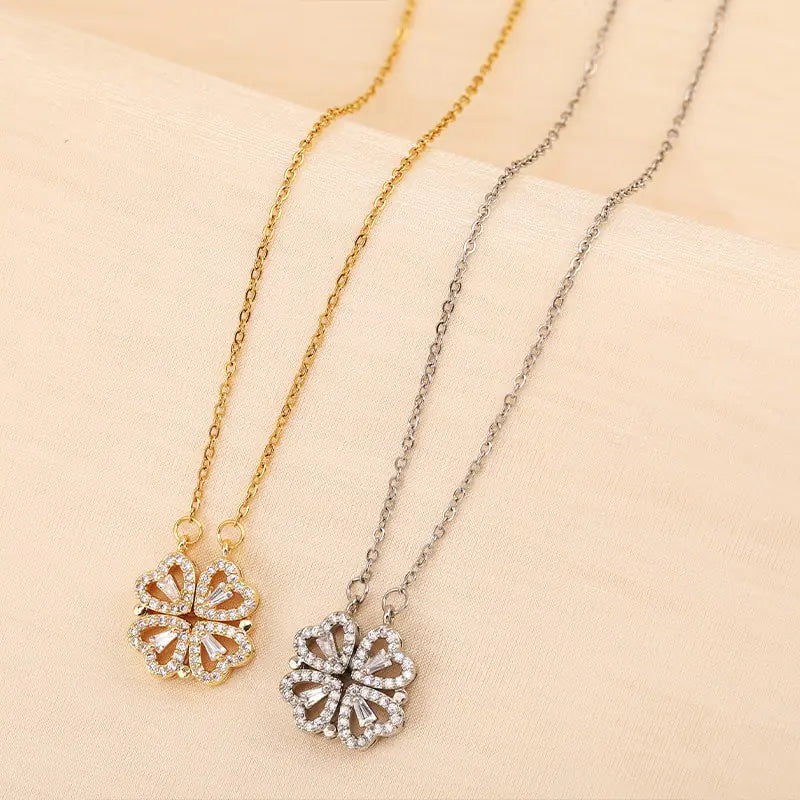 Heart Four Leaf Clover Necklace – Symbol of Love & Luck
