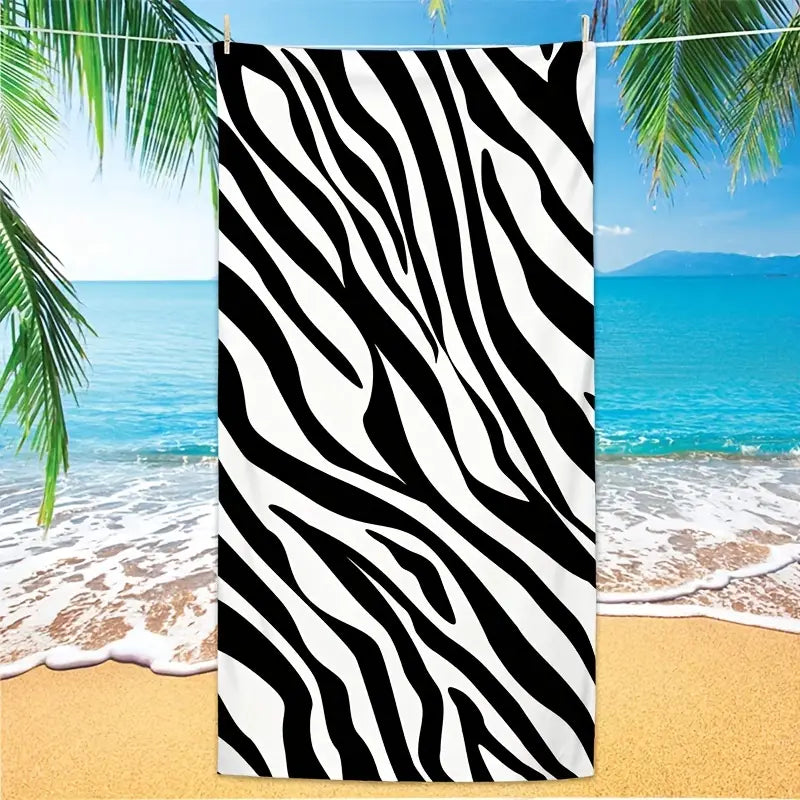 Zebra Print Pattern Beach Towel – Oversized, Absorbent, and Boldly Stylish